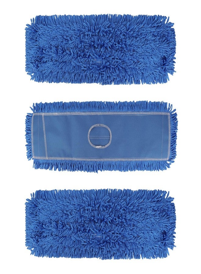 BeiLan 24 Inch Dust Mop Head: Replacement Medium Washable Commercial Mop Head Sweeper and Janitorial Replacement Blue (Blue - 24 Inch, 3 Pack) - Image 1